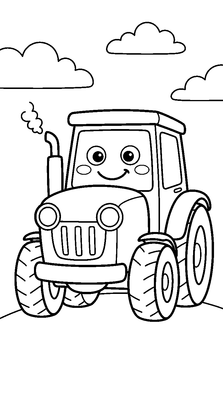 kleurplaat tractor — van voren