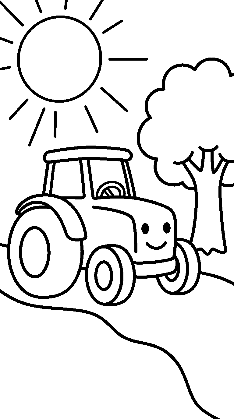 kleurplaat tractor — op de weg