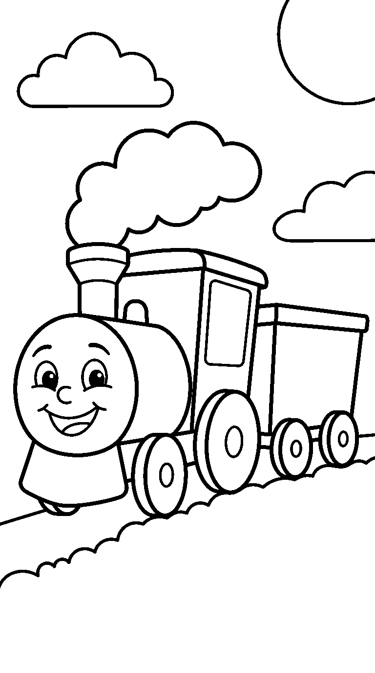 kleurplaat trein — groot en simpel