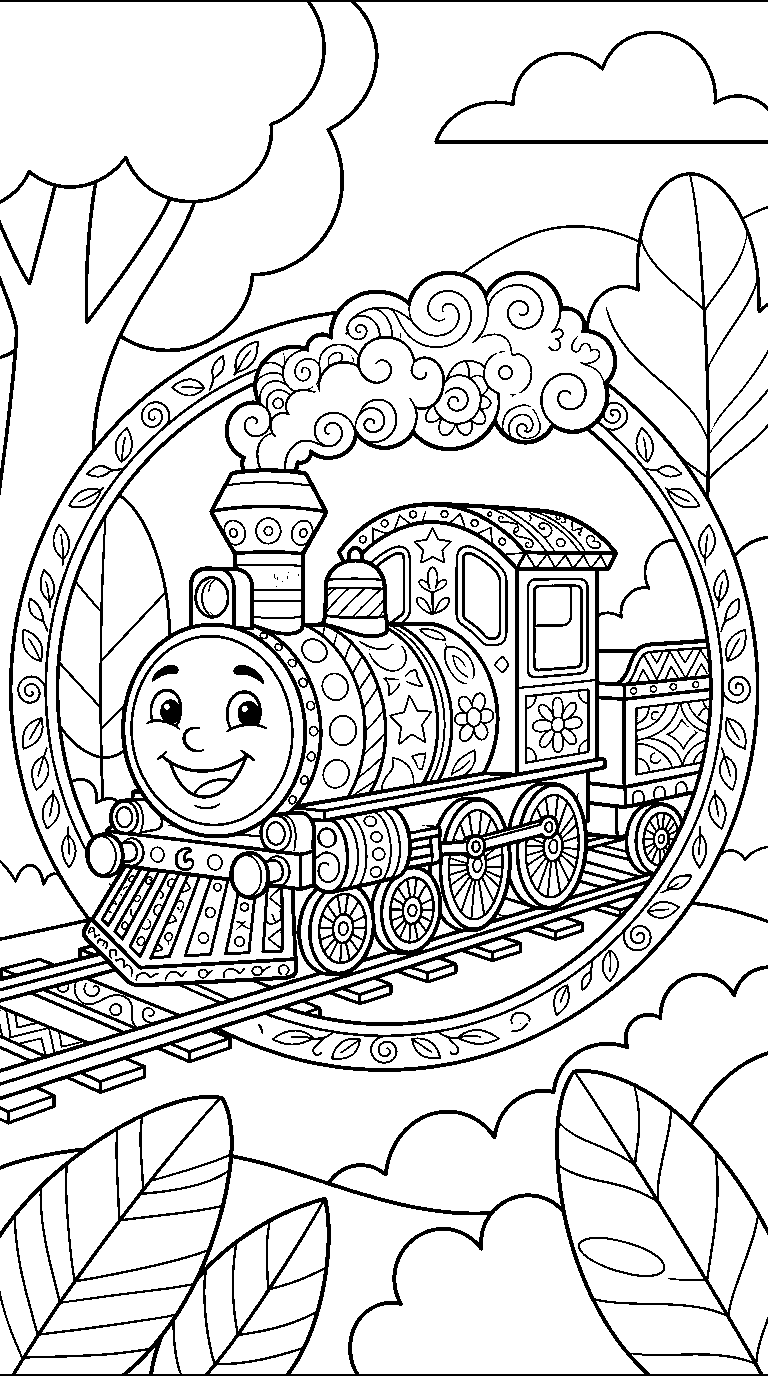 kleurplaat trein — met versiering