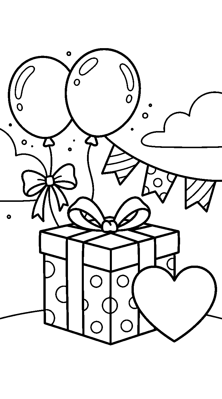 kleurplaat vaderdag — met ballonnen