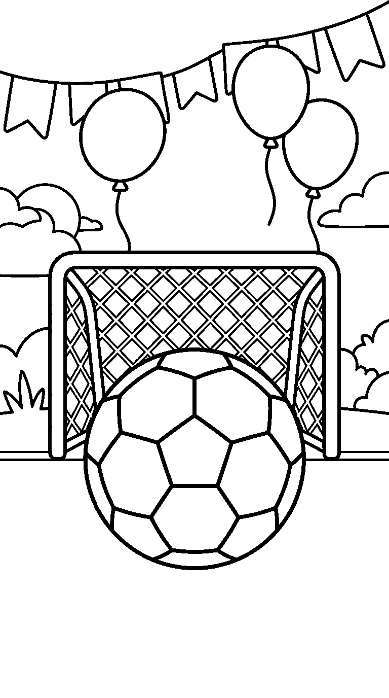kleurplaat voetbal — met ballonnen