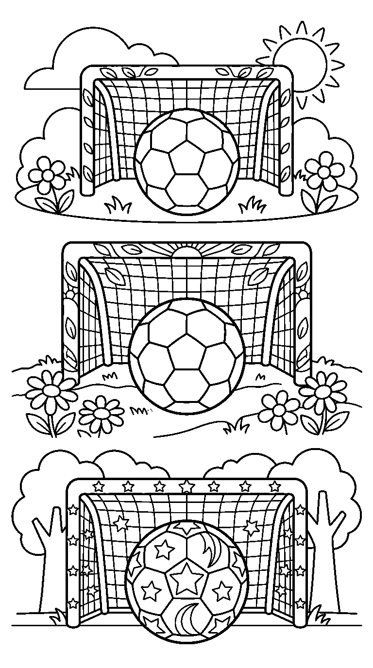 kleurplaat voetbal — drie varianten