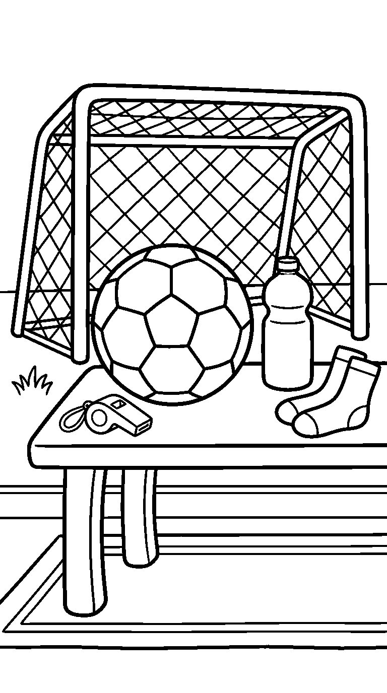 kleurplaat voetbal — op tafel