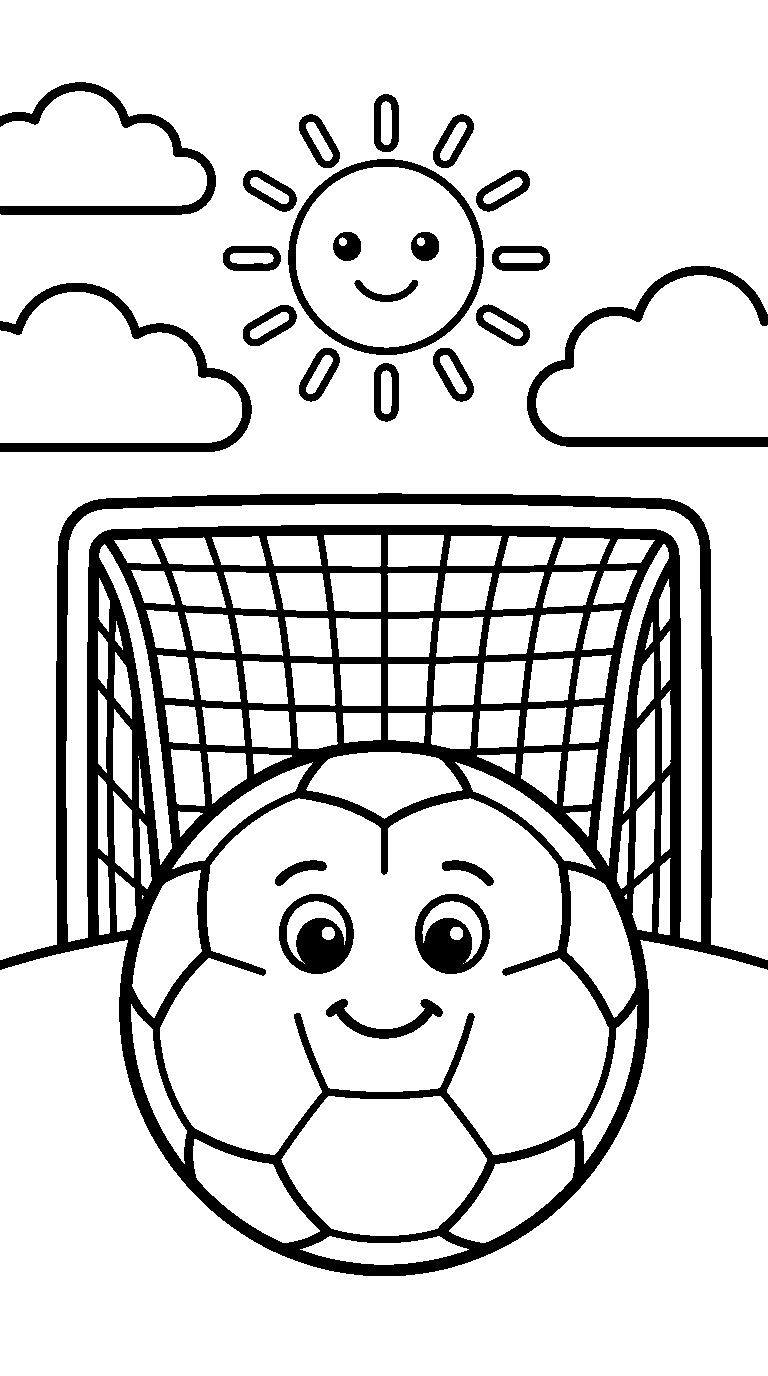 kleurplaat voetbal — onder de zon