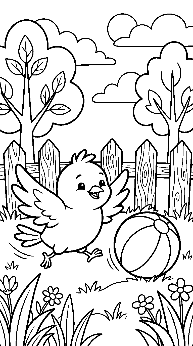 kleurplaat vogel — met een bal