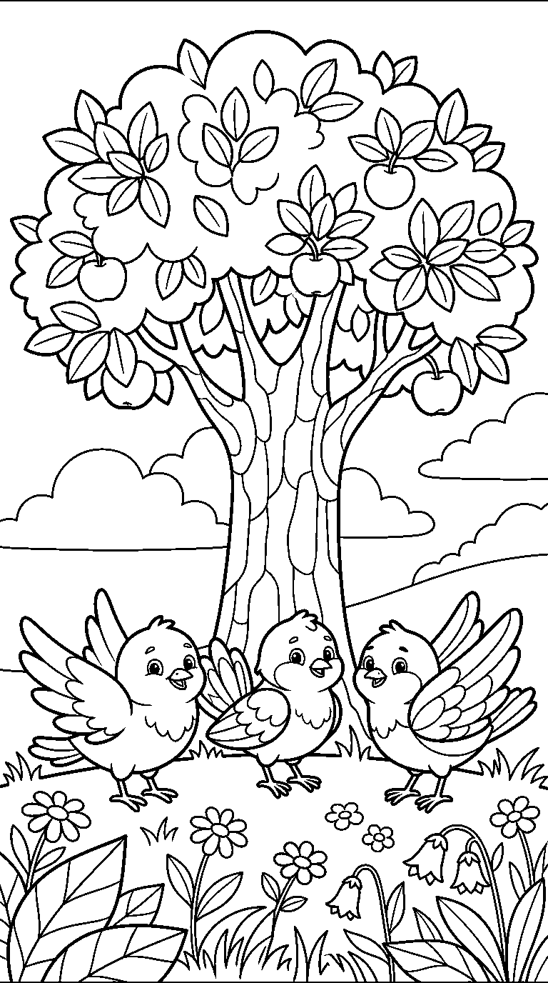 kleurplaat vogel — met z'n drieën