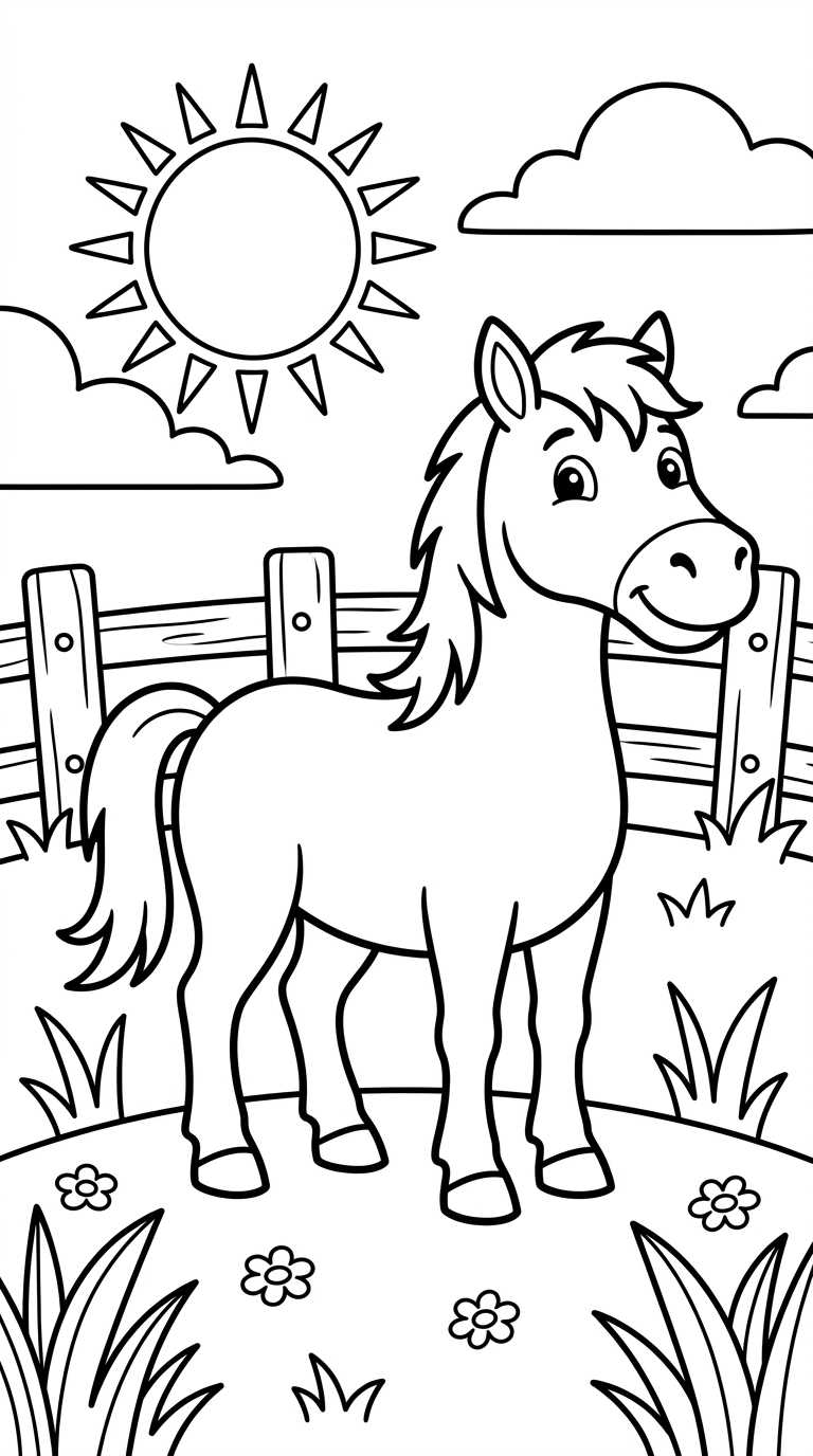 Kleurplaat paard — gratis printen (pdf)