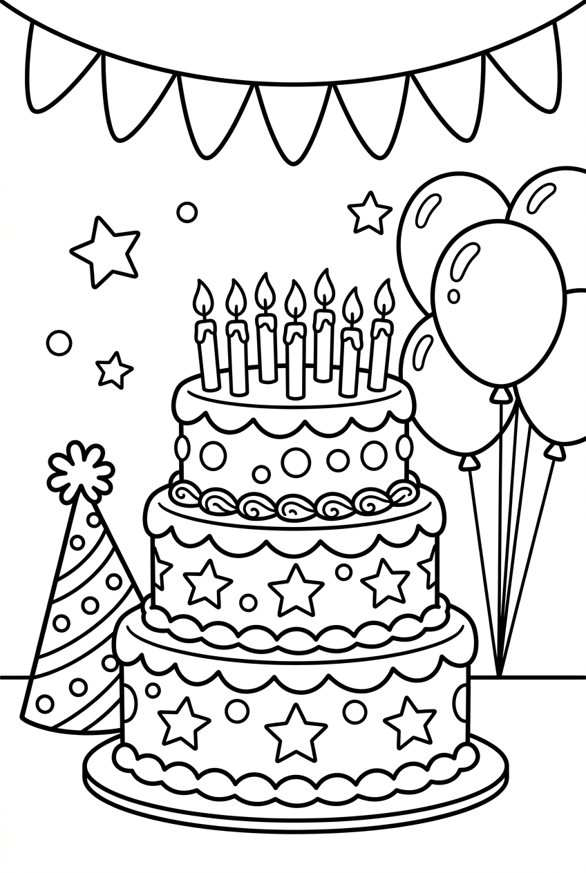 Kleurplaat verjaardag — gratis printen (pdf)