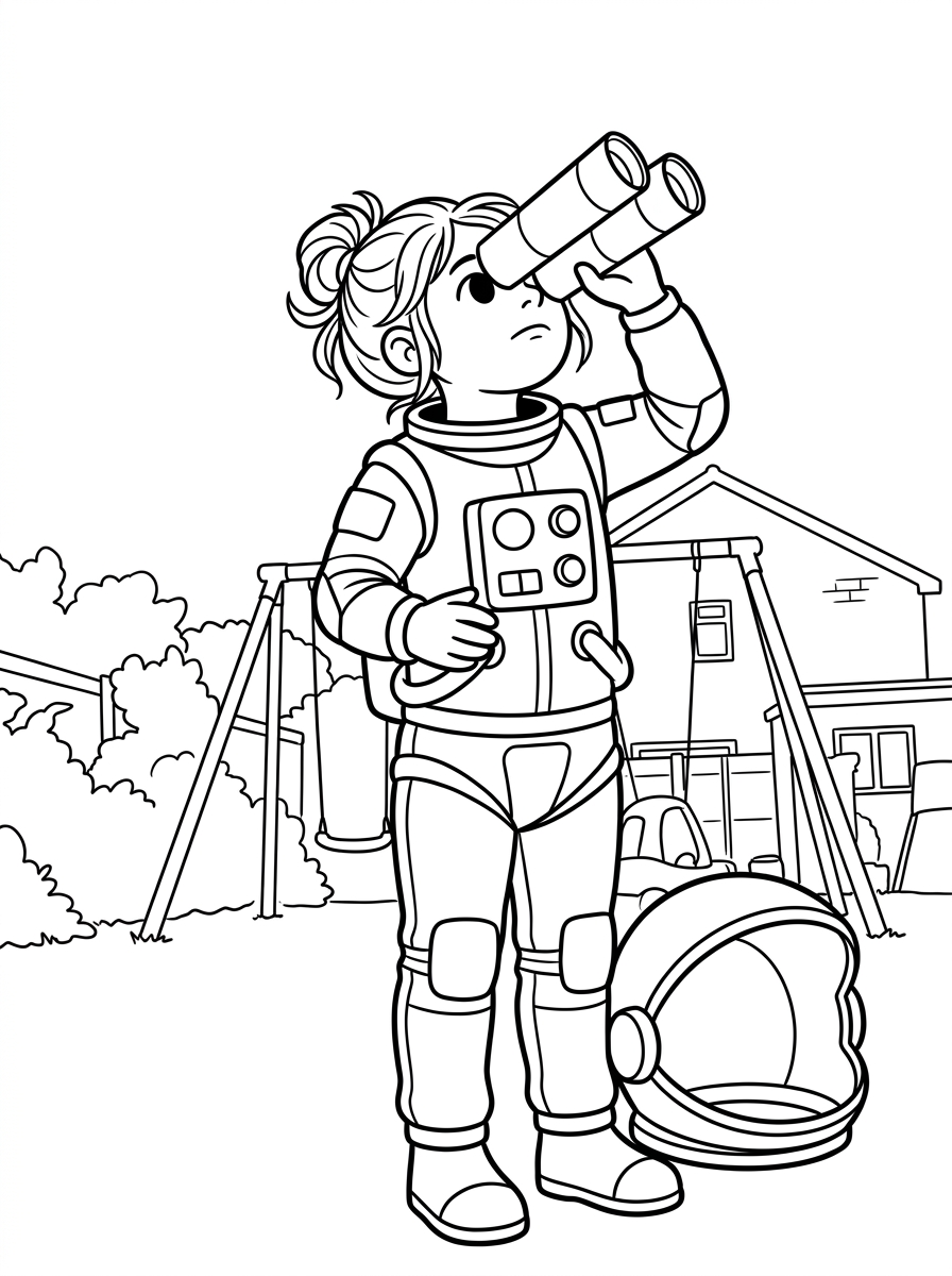 voorbeeld kleurplaat — make an astronaut colouring page