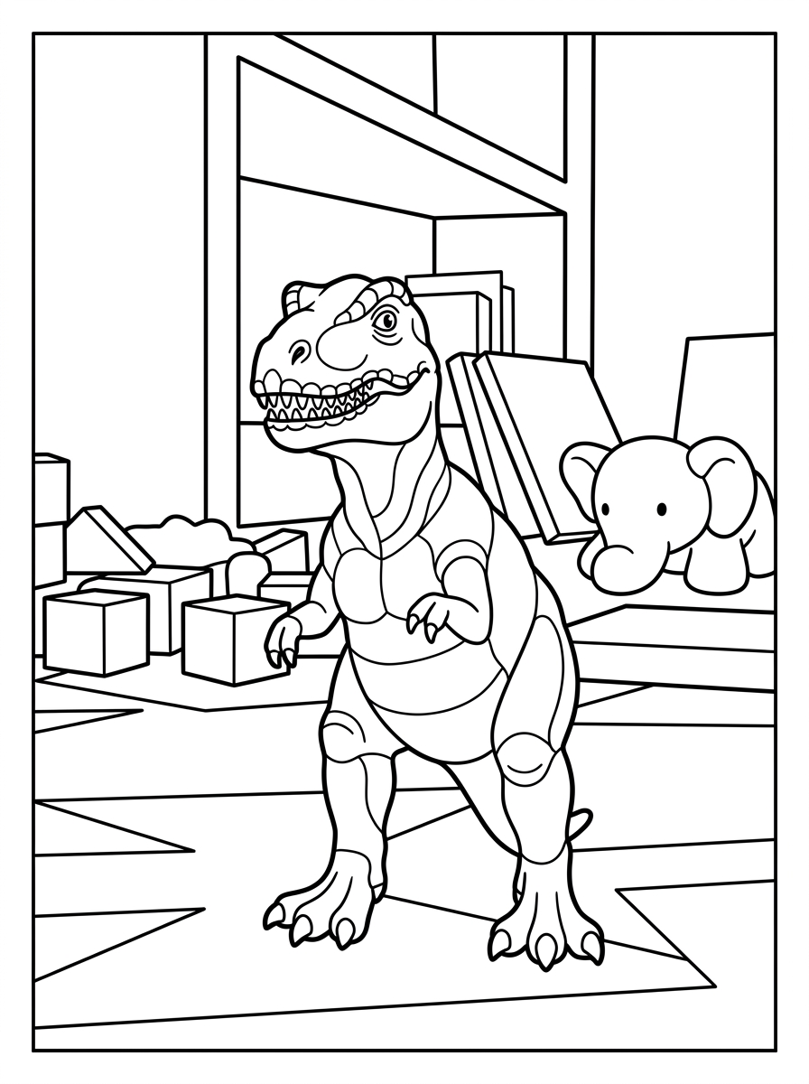voorbeeld kleurplaat — make a colouring page of your own dinosaur
