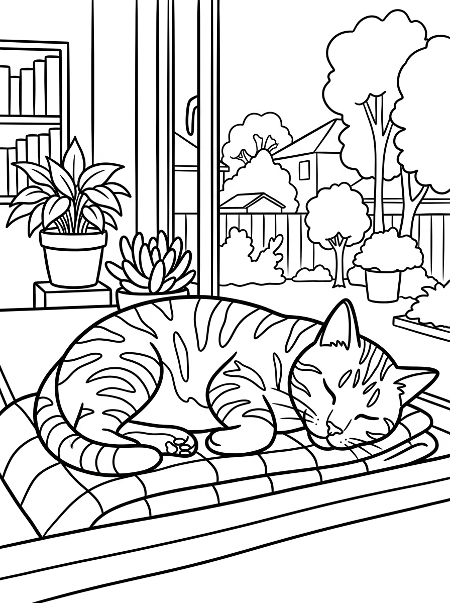 voorbeeld kleurplaat — make a colouring page of your own cat